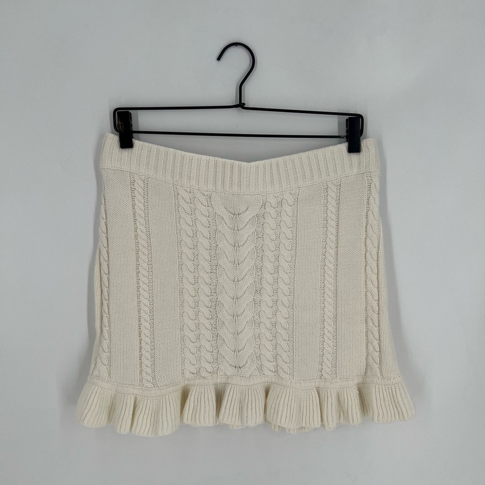 Show Me Your Mumu Ridley Ruffle Cream Cable Knit Skirt
